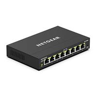 NETGEAR 8-poorts Gigabit Ethernet Plus Switch (GS308E) - desktop- of wandmontage, thuisnetwerkhub, Ethernet-splitter voor kantoor, stille werking