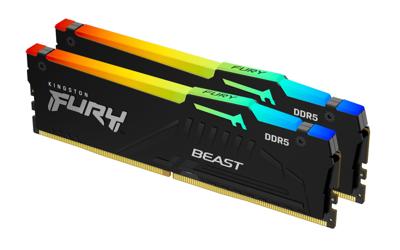 Kingston FURY Beast RGB Werkgeheugenset voor PC DDR5 64 GB 2 x 32 GB Non-ECC 5200 MHz 288-pins DIMM CL40 KF552C40BBAK2-64