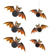 Guirca - Halloween thema hangende vleermuizen decoraties set 6-delig zwart/oranje