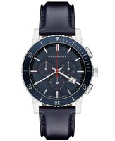 Horlogeband Burberry BU9383 Leder Blauw 22mm