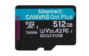 Kingston Canvas Go! Plus microSD-kaart 512 GB Class 10 UHS-I Incl. SD-adapter