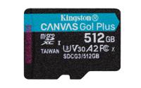 Kingston Canvas Go! Plus microSD-kaart 512 GB Class 10 UHS-I Incl. SD-adapter - thumbnail