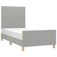 vidaXL Bedframe met hoofdbord stof lichtgrijs 90x190 cm