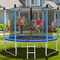 Ø 305 cm Trampoline Recreatietrampoline met Veiligheidsnet Zwart + Blauw