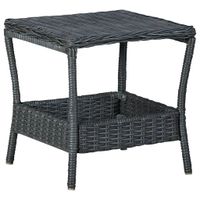 Tuintafel 45x45x46,5 cm poly rattan donkergrijs - thumbnail