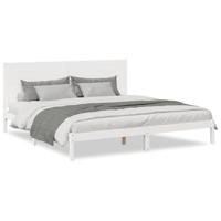 vidaXL Bedframe extra lang zonder matras massief hout wit 180x210 cm