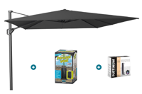 Platinum Challenger zweefparasol T1 Premium 4x3 m. - Faded Black - met ingraafvoet en hoes