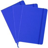 Set van 6x stuks luxe schriftjes/notitieboekjes blauw met elastiek A5 formaat