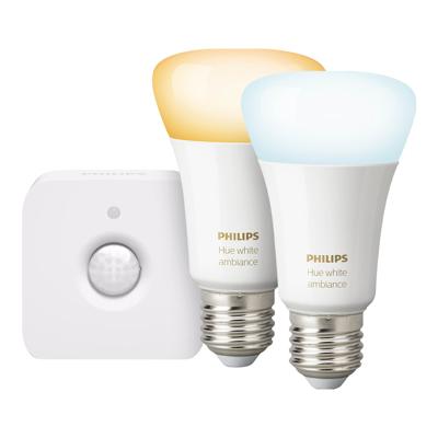 Philips Hue White Ambiance E27 Duopack Bluetooth + Philips Hue Bewegingssensor Philips Hue White Ambiance E27 Duopack Bluetooth + Philips Hue Bewegingssensor