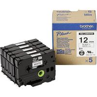 BROTHER HG231V5 5x tape cassette 12mm x8m wit zwart gelamineerd voor P-touch P500PC 9700PC 9800PCN RL700S