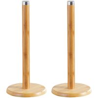 2x Bamboe houten keukenrolhouders rond 14 x 32 cm - thumbnail