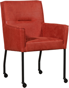 Rode leren moderne eetkamerstoel Lucky - Kenia Leer Burgundy (rood leer)