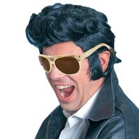 Elvis Rock an roll star verkleed set pruik zwart en bril voor heren - thumbnail