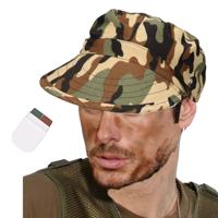 Carnaval verkleed set Army/Leger soldaten petje - met camouflage schmink stift - volwassenen