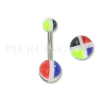 Navelpiercing acryl wit kruis multicolor met glitter - thumbnail