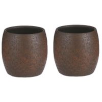 Mica Decorations Bloempot/plantenpot - 2x - roest/terracotta bruin - voor kamerplant - H12 x D14 cm - thumbnail