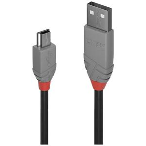 LINDY USB-kabel USB 2.0 USB-A stekker, USB-mini-B stekker 2.00 m Zwart, Grijs 36723