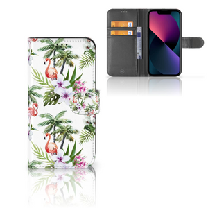 Apple iPhone 13 Telefoonhoesje met Pasjes Flamingo Palms