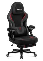 huzaro Force 4.6 Carbon Gamingstoel, pc-stoel, ergonomische bureaustoel, voetensteun, kantelfunctie, verstelbare hoofdsteun, rugleuning, 130 kg belastbaar, stof, zwart