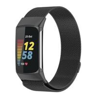 By Qubix - Milanese bandje - Zwart - Compatible met Compatible met Fitbit Charge 5 - Compatible fitbit bandje