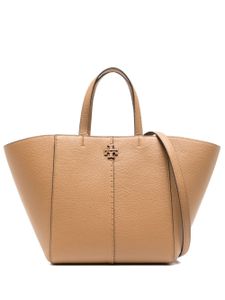 Tory Burch sac cabas en cuir à plaque logo - Marron