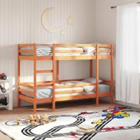 vidaXL Stapelbed massief grenenhout wasbruin 80x200 cm, bedframe, kinderbed, kinderbed met opbergruimte, kinderbedframe, junior bed, houten kinderbed