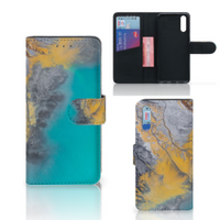 Huawei P20 Bookcase Marble Blue Gold - thumbnail