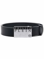 Philipp Plein ceinture en cuir à boucle logo - Noir