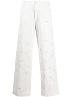 Emporio Armani jean à effet taches de peinture - Blanc