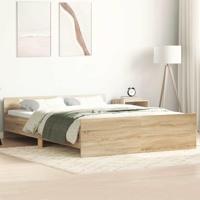 vidaXL Bedframe met hoofd- en voeteneinde sonoma eikenkleur 140x200 cm, bed, bed ombouw, boxspring, bedbodem, slaapkamermeubel, stapelbed