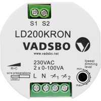 Vadsbo LED dubbele dimmer 2x100W  LD200KRON dubbele pulsdrukker bediening