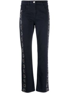 ETRO jean droit bandes fleuries - Bleu