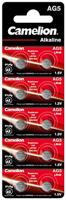 Camelion 12051005 - Alkaline knoopcelbatterij zonder kwik AG5/LR48/LR754/393 met 1,5 volt, set van 10, capaciteit 66 mAh