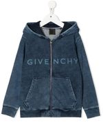 Givenchy Kids hoodie zippé à logo imprimé - Bleu - thumbnail