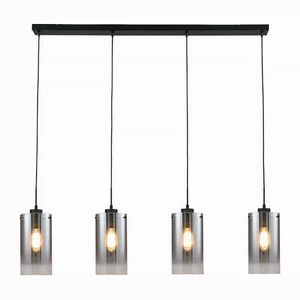 Freelight Hanglamp Ventotto 4 lichts L 120 cm rook glas zwart