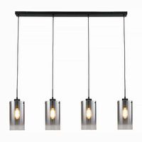 Freelight Hanglamp Ventotto 4 lichts L 120 cm rook glas zwart