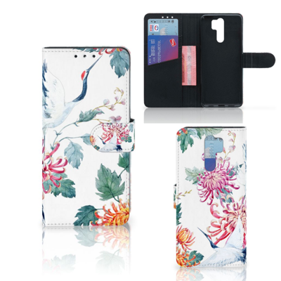 Xiaomi Redmi 9 Telefoonhoesje met Pasjes Bird Flowers