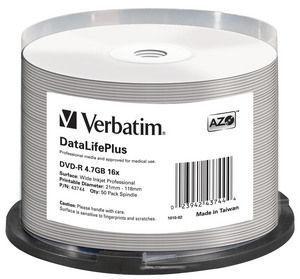 Verbatim 43744 DVD-R disc 4.7 GB 50 stuk(s) Spindel Bedrukbaar