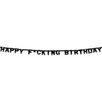 Happy Fucking Birthday letterslinger - 220 cm - karton - verjaardag versiering - zwart - thumbnail