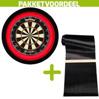 Winmau Blade 6 +  Dartmat 90*300 incl oche + Dartbordverlichting Deluxe Rood - Zwart