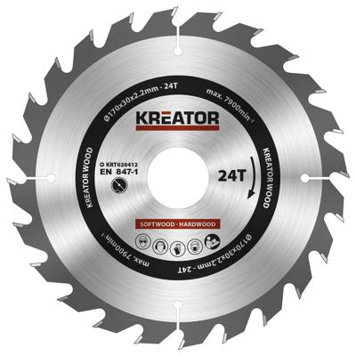 Kreator KRT020412 Cirkelzaagblad D170mm 24T | Zaagblad cirkelzaag hout Kreator KRT020412 Cirkelzaagblad D170mm 24T | Zaagblad cirkelzaag hout