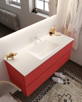 Mondiaz Vica 120cm badmeubel fire 2 lades wastafel Cloud midden met 1 kraangat Mondiaz Vica 120cm badmeubel fire 2 lades wastafel Cloud midden met 1 kraangat