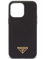 Prada coque d'iPhone 14 Pro Max en cuir - Noir