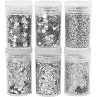 Creotime metallic glitter zilver 6 x 5 gram
