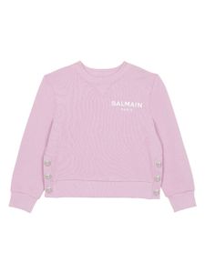 Balmain Kids logo-print cotton sweatshirt - Rose