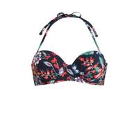ESPRIT Women Beach gebloemde bandeau bikinitop donkerblauw