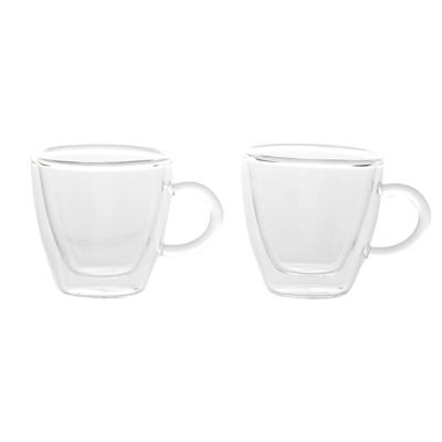 Set van 2x Koffie/espresso glazen dubbelwandig 60 ml - transparant - Koffie- en theeglazen Set van 2x Koffie/espresso glazen dubbelwandig 60 ml - transparant - Koffie- en theeglazen