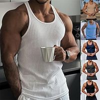 Voor heren Singlet Vest Top Onderhemd Mouwloos shirt Geribbeld gebreid T-shirt Gestreept U-hals Urheilu Voor Binnen Mouwloos Kleding Modieus Streetwear Lightinthebox - thumbnail