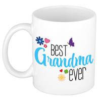 Bellatio Decorations Cadeau koffie/thee mok voor oma - blauw - beste oma - keramiek - 300 ml   - - thumbnail