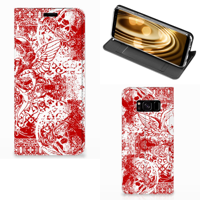 Mobiel BookCase Samsung Galaxy S8 Angel Skull Rood
